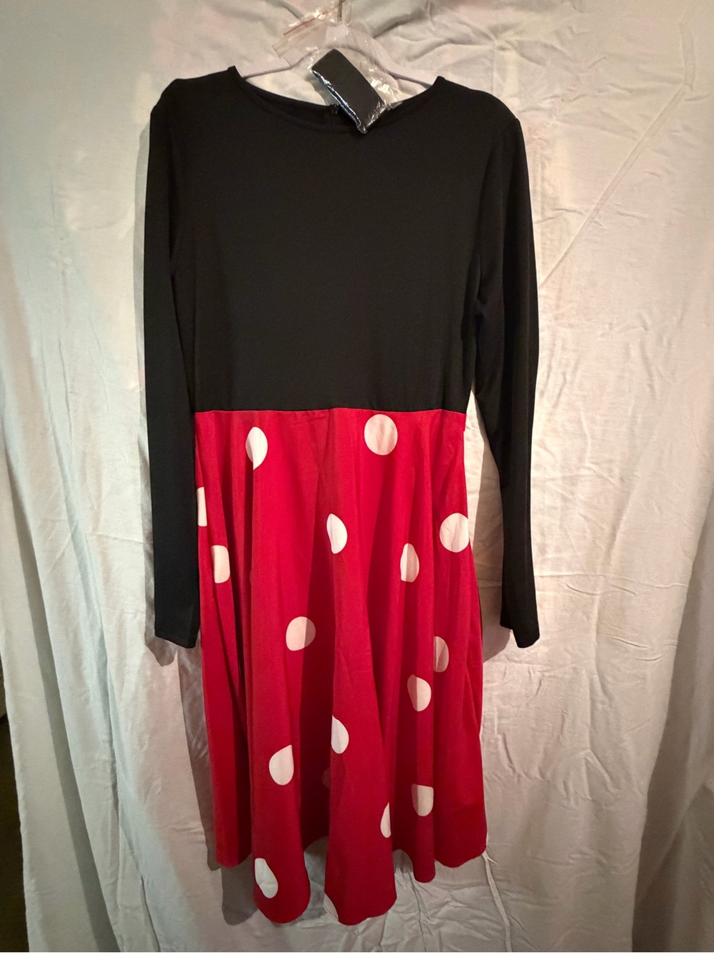 Girls Black & Red Polka Dot Long-Sleeve Dress